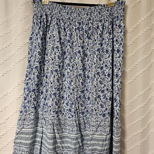 J. Jill Blue Patterned Maxi Skirt
